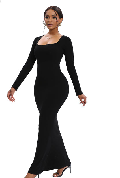SKAMS- Long Sleeves Dress with Built In Tummy Control Shapewear